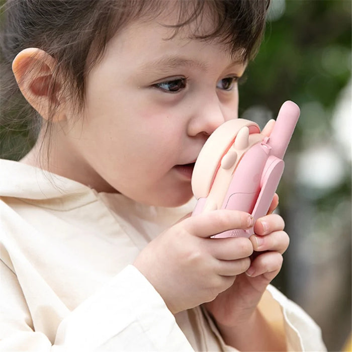 KOOOL K2 2pcs Kids Children Walkie Talkie Cartoon 3KMs Range Walkie Talkie Flashlight with Lanyard for Outdoor Camping (Battery Not Included) - Pink - 3