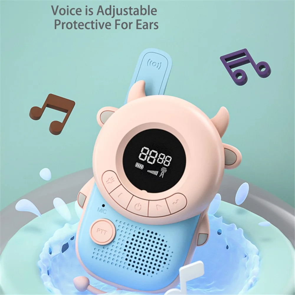 KOOOL K2 2pcs Kids Children Walkie Talkie Cartoon 3KMs Range Walkie Talkie Flashlight with Lanyard for Outdoor Camping (Battery Not Included) - Pink - 6