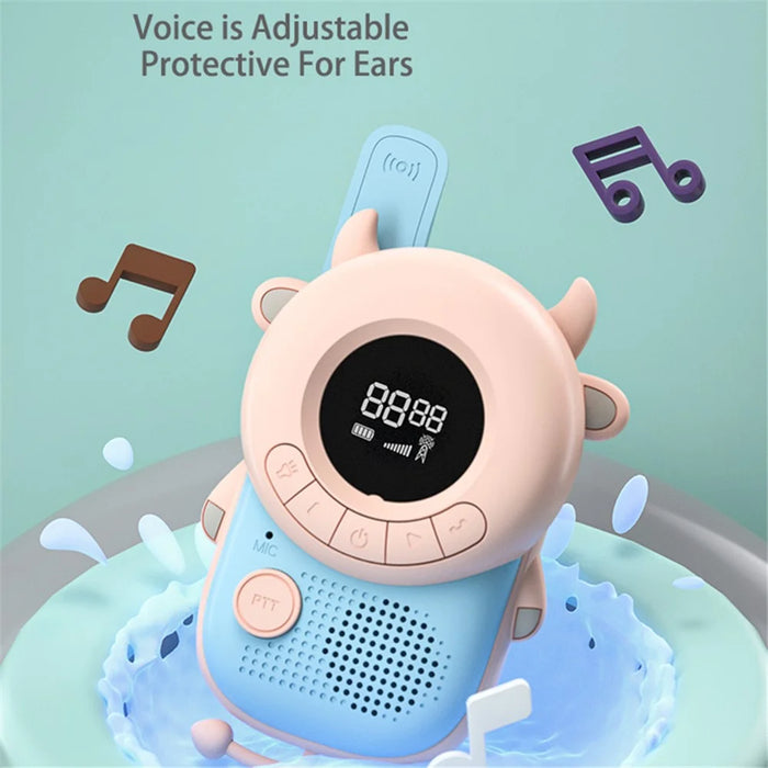 KOOOL K2 2pcs Kids Children Walkie Talkie Cartoon 3KMs Range Walkie Talkie Flashlight with Lanyard for Outdoor Camping (Battery Not Included) - Pink - 6