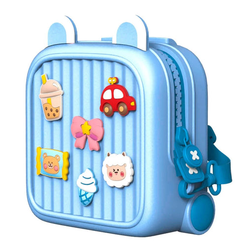 KOOOL K32 Luggage Case Design Kids Crossbody Bag EVA+PVC Cartoon Shoulder Bag with DIY Pattern Patch - Blue - 1