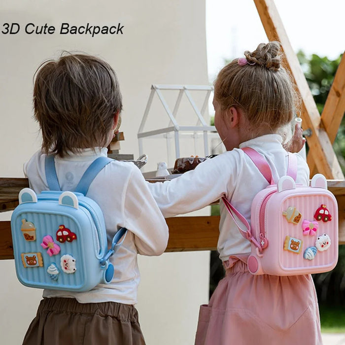 KOOOL K32 Luggage Case Design Kids Crossbody Bag EVA+PVC Cartoon Shoulder Bag with DIY Pattern Patch - Blue - 5