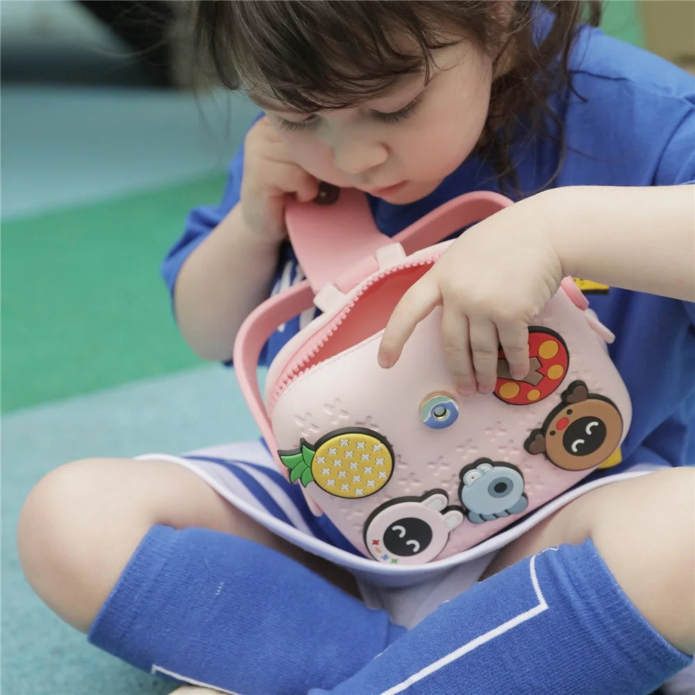 KOOOL K11 Cartoon Kids Handbag EVA+PVC Crossbody Shoulder Bag with DIY Pattern Patch - Pink - 3