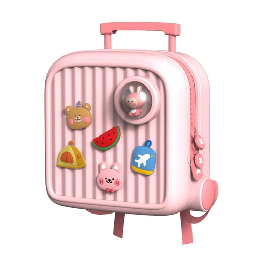 KOOOL K33 Trolley Case Style Kids Travel Backpack EVA+PVC Girls Boys Suitcase Bag with DIY Pattern Patch - Pink - 1