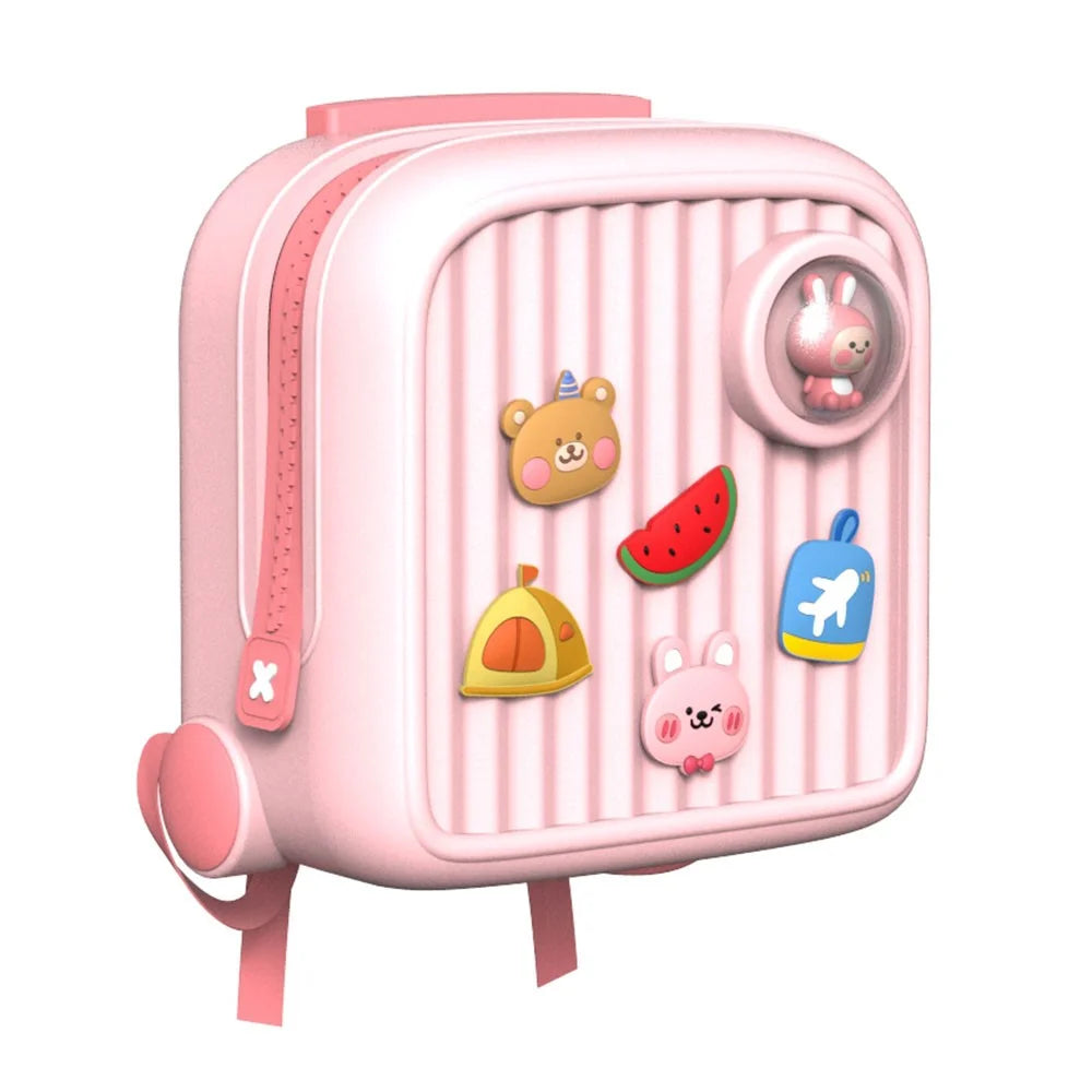 KOOOL K33 Trolley Case Style Kids Travel Backpack EVA+PVC Girls Boys Suitcase Bag with DIY Pattern Patch - Pink - 2