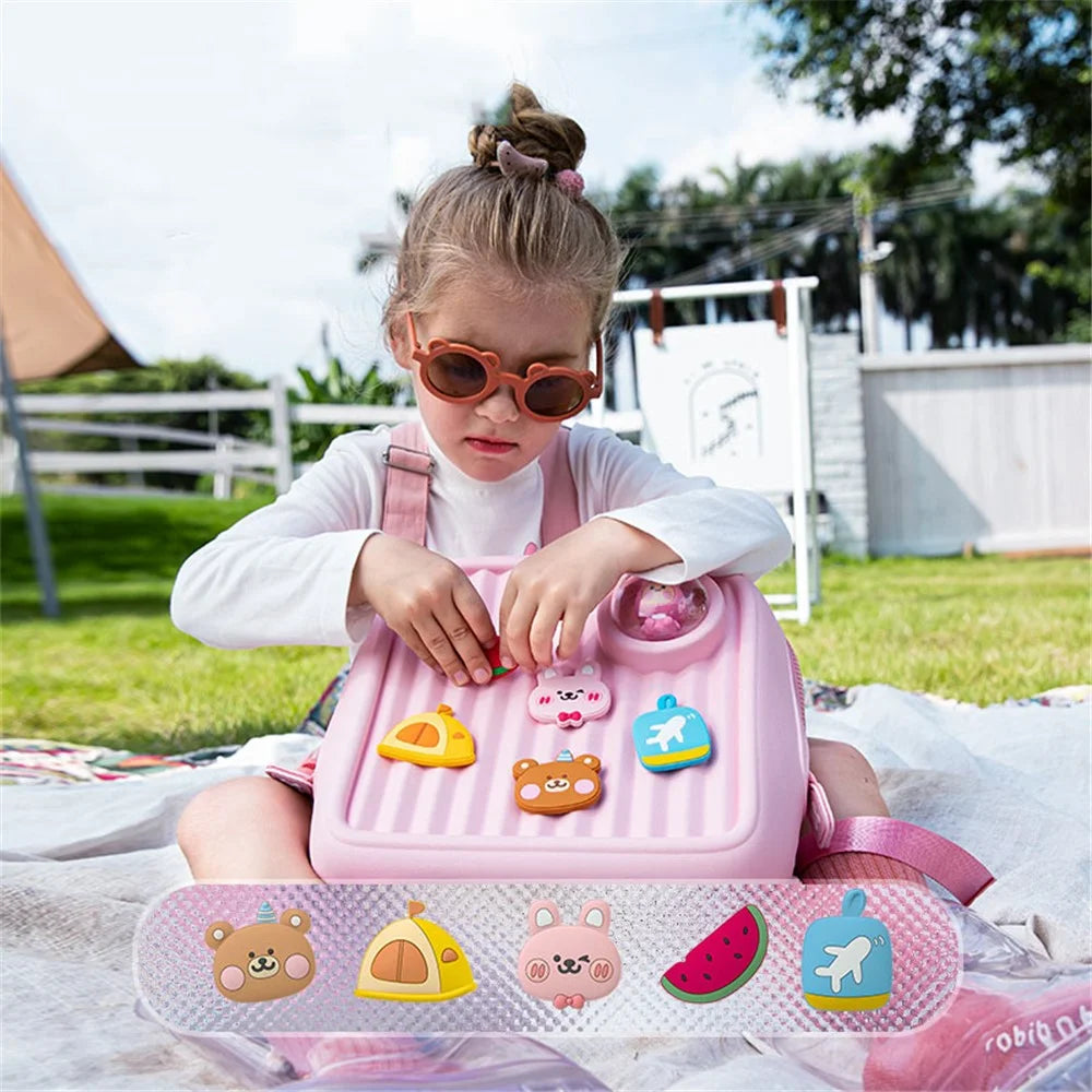 KOOOL K33 Trolley Case Style Kids Travel Backpack EVA+PVC Girls Boys Suitcase Bag with DIY Pattern Patch - Pink - 3