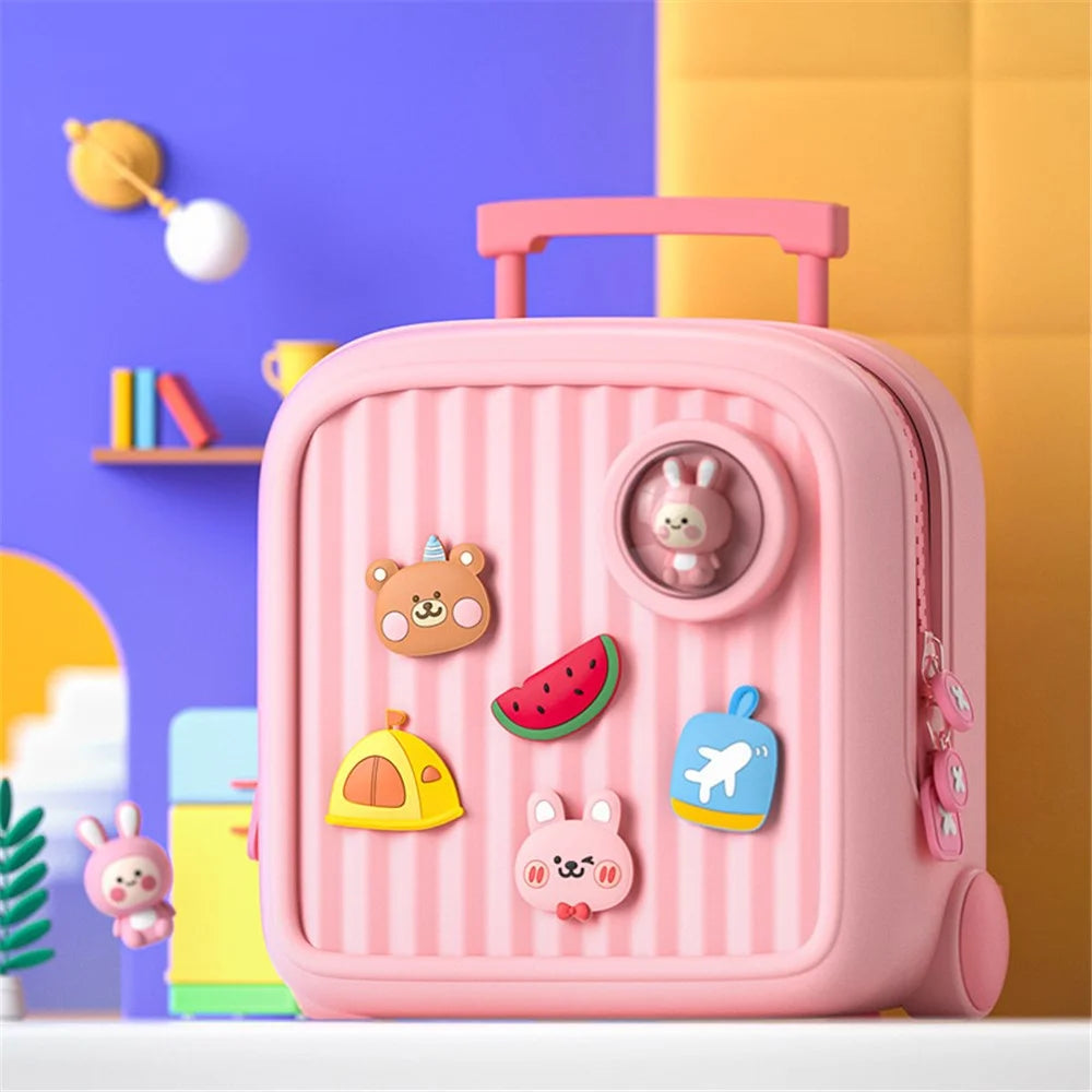 KOOOL K33 Trolley Case Style Kids Travel Backpack EVA+PVC Girls Boys Suitcase Bag with DIY Pattern Patch - Pink - 4