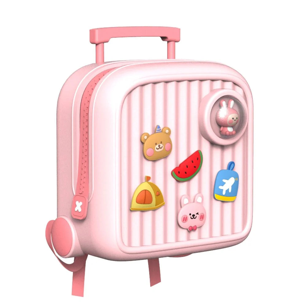 KOOOL K33 Trolley Case Style Kids Travel Backpack EVA+PVC Girls Boys Suitcase Bag with DIY Pattern Patch - Pink - 5