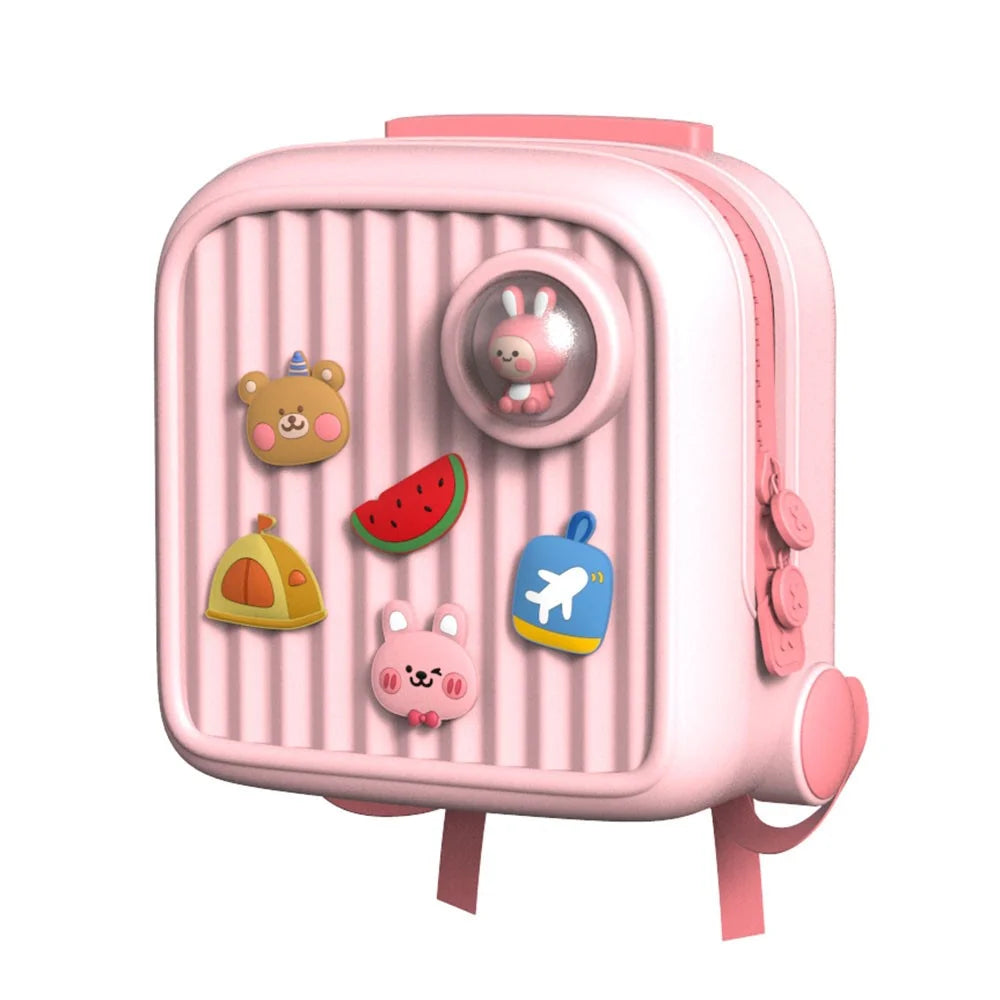 KOOOL K33 Trolley Case Style Kids Travel Backpack EVA+PVC Girls Boys Suitcase Bag with DIY Pattern Patch - Pink - 6
