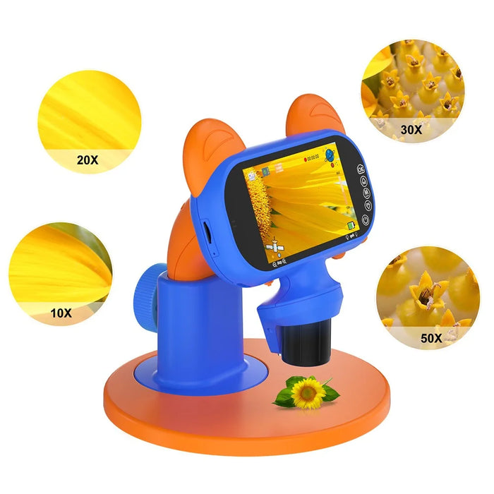 AD-LM01 Children Microscope 4 inch 50-1000X Magnification USB Magnifier Kids Camera with Adjustable LED Light - 2