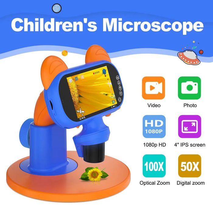 AD-LM01 Children Microscope 4 inch 50-1000X Magnification USB Magnifier Kids Camera with Adjustable LED Light - 3