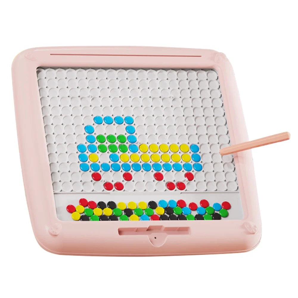 Magnetic Drawing Board for Kids Dot Art Educational Toy Gift with Double-sided Cards - Pink - 1