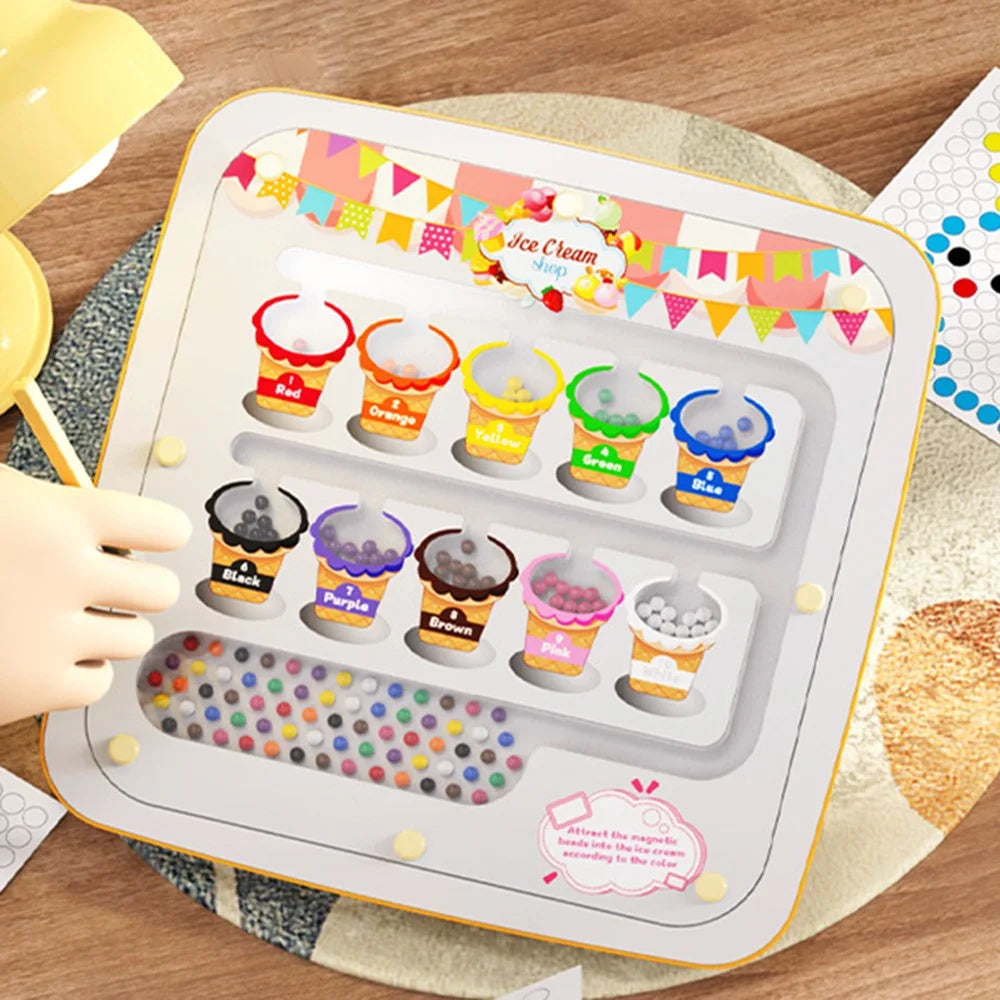 Magnetic Drawing Board for Kids Dot Art Educational Toy Gift with Double-sided Cards - Pink - 3