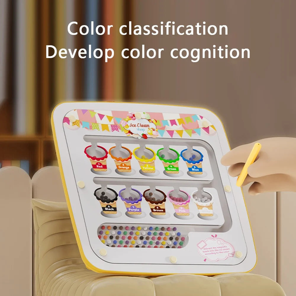 Magnetic Drawing Board for Kids Dot Art Educational Toy Gift with Double-sided Cards - Pink - 4