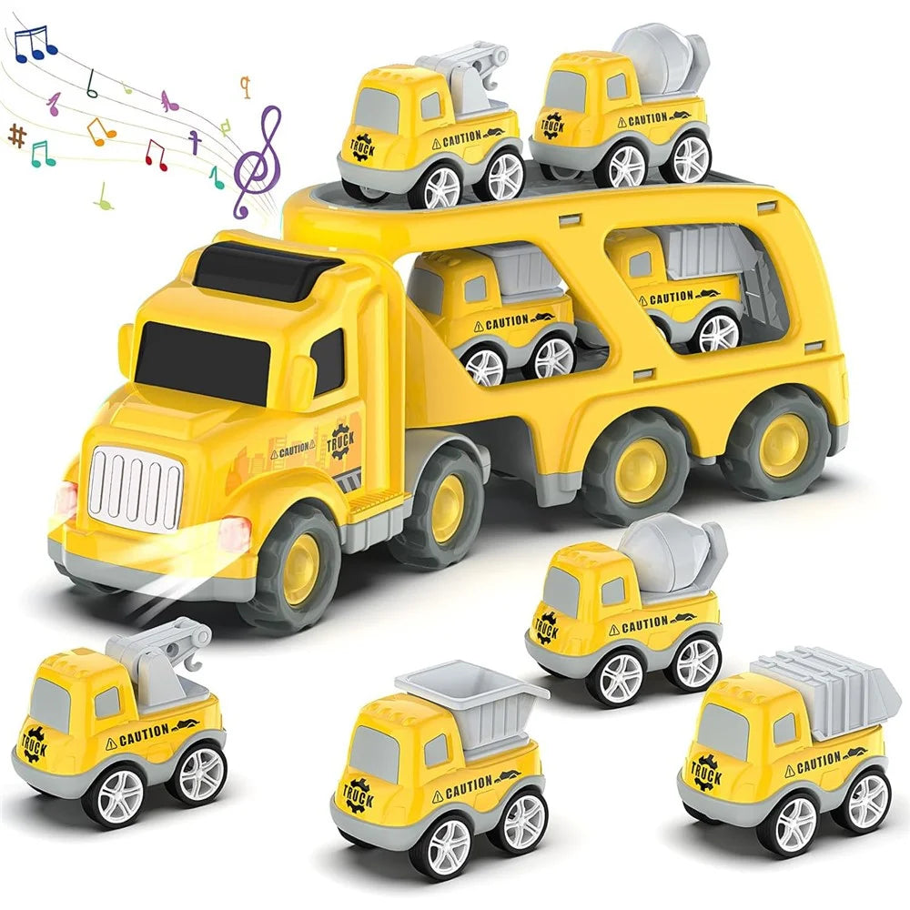 Kids Boys Trucks Toy Gifts Friction Powered Mini Cars Toddlers Birthday Gifts - Yellow - 1