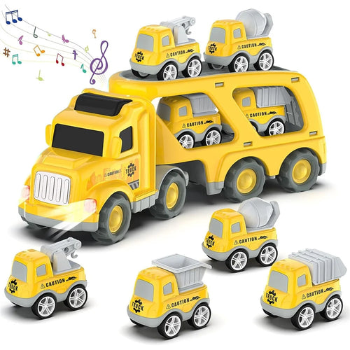 Kids Boys Trucks Toy Gifts Friction Powered Mini Cars Toddlers Birthday Gifts - Yellow - 1