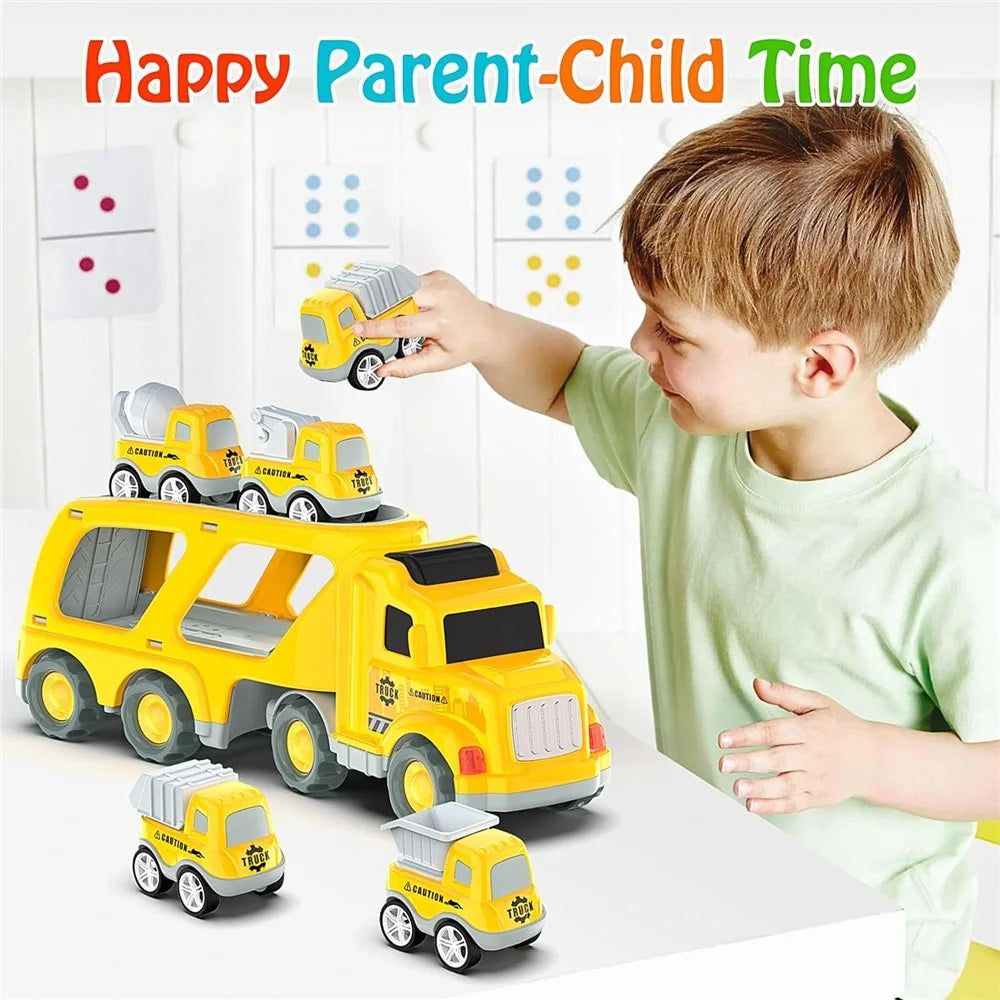 Kids Boys Trucks Toy Gifts Friction Powered Mini Cars Toddlers Birthday Gifts - Yellow - 2