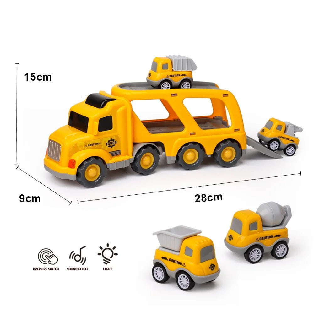 Kids Boys Trucks Toy Gifts Friction Powered Mini Cars Toddlers Birthday Gifts - Yellow - 5