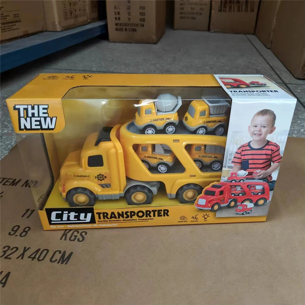 Kids Boys Trucks Toy Gifts Friction Powered Mini Cars Toddlers Birthday Gifts - Yellow - 6