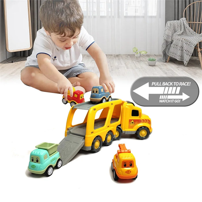 Children Toy Friction Powered Cars Push and Go Trucks Kids Gift Mini Vehicles Set - Multi-Color - 3