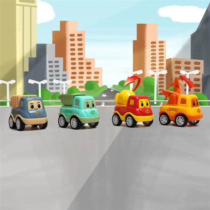 Children Toy Friction Powered Cars Push and Go Trucks Kids Gift Mini Vehicles Set - Multi-Color - 5