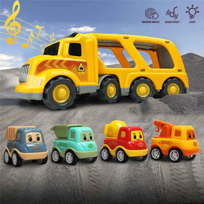 Children Toy Friction Powered Cars Push and Go Trucks Kids Gift Mini Vehicles Set - Multi-Color - 6