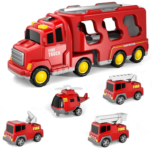 Toddlers Trucks Ambulances Helicopters Friction Power Vehicles Cars Gifts (Dual Layers) - Red - 1