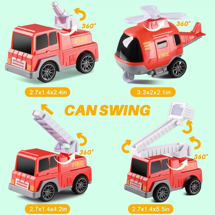Toddlers Trucks Ambulances Helicopters Friction Power Vehicles Cars Gifts (Dual Layers) - Red - 5
