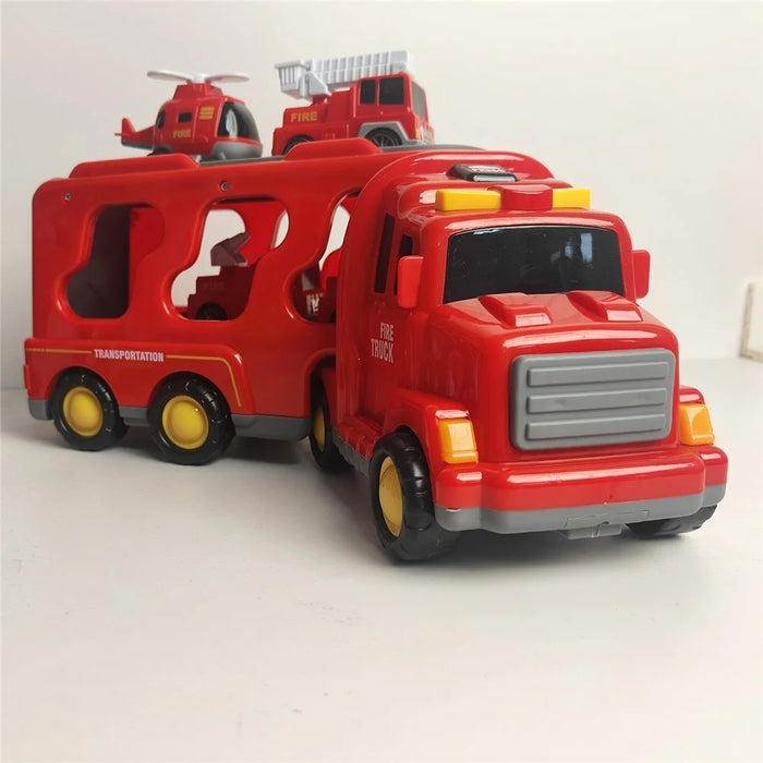 Toddlers Trucks Ambulances Helicopters Friction Power Vehicles Cars Gifts (Dual Layers) - Red - 7