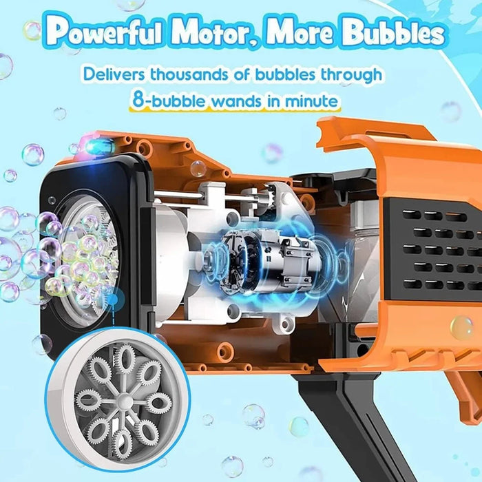 5474-1 36Pcs / Box Electric Bubble Gun Hand-held Soap Bubbles Generator Kids Toy with Light - Orange - 3