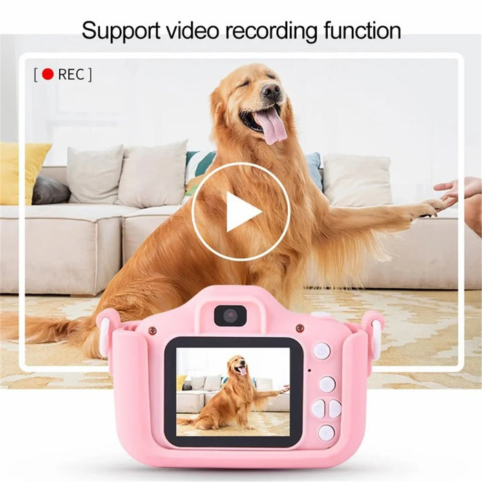 X5S Cartoon Cat 2.0-inch IPS Screen Kids Camera Rechargeable Dual Lens HD Camera Toy - Pink - 4