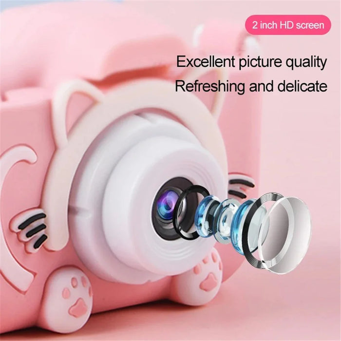 X5S Cartoon Cat 2.0-inch IPS Screen Kids Camera Rechargeable Dual Lens HD Camera Toy - Pink - 5