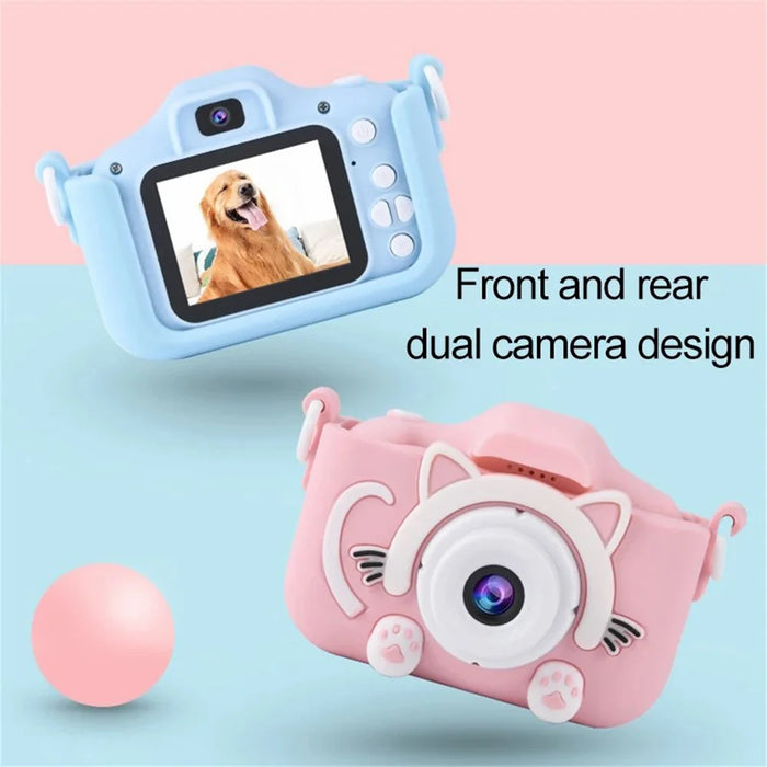 X5S Cartoon Cat 2.0-inch IPS Screen Kids Camera Rechargeable Dual Lens HD Camera Toy - Pink - 6