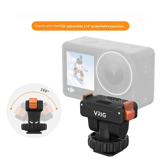 VRIG Magnetic Mount Base for DJI Osmo Action 5 Pro/4/3 160 Degree Tilt Angle Quick Release Cold Shoe Camera Accessory - 2