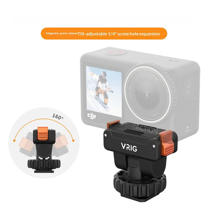 VRIG Magnetic Mount Base for DJI Osmo Action 5 Pro/4/3 160 Degree Tilt Angle Quick Release Cold Shoe Camera Accessory - 2