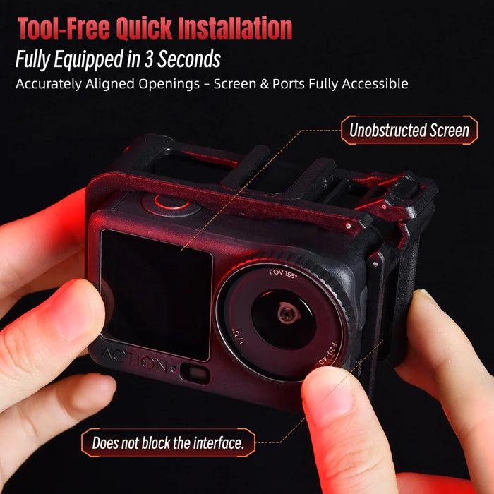 STARTRC For DJI Osmo Action 6 Multi-functional Expansion Protective Frame Vertical Horizontal Shooting Plastic Cage - Black - 3