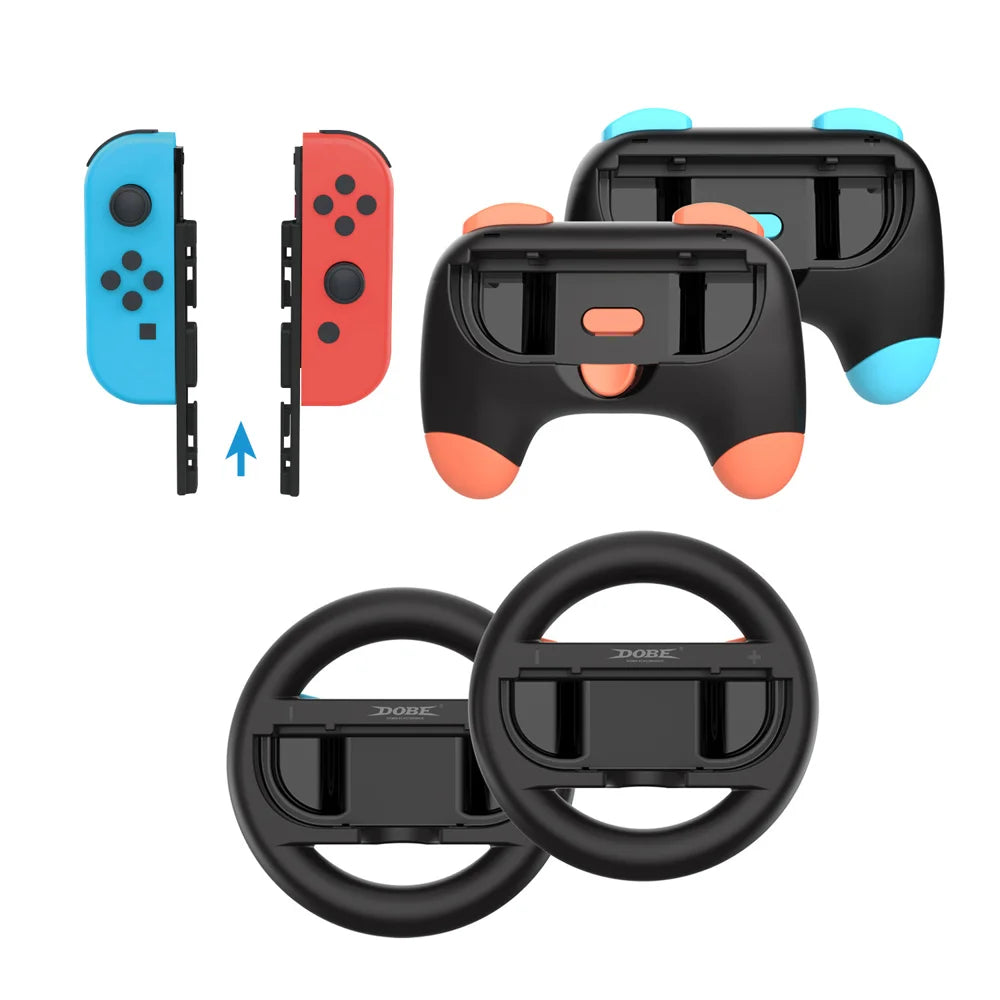 DOBE FOMIS ELECTRONICS TNS-5110S Steering Wheel and Grip Handles Set for Nintendo Switch / Switch 2 Controller Protective Case - 3