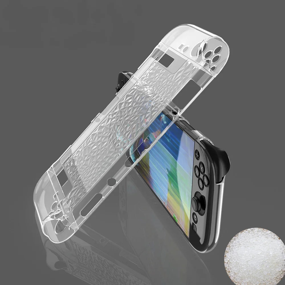 For Nintendo Switch 2 Protective Cover Diamond Pattern Crystal Clear TPU + PC 3 in 1 Split Case - Transparent - 1