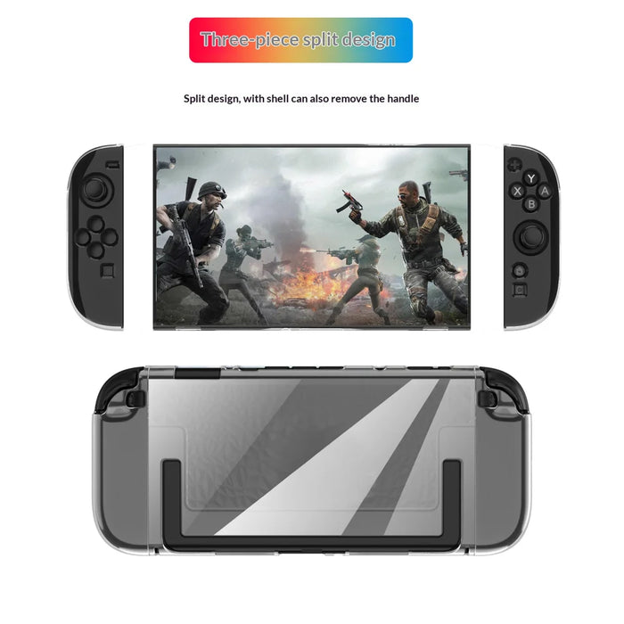For Nintendo Switch 2 Protective Cover Diamond Pattern Crystal Clear TPU + PC 3 in 1 Split Case - Transparent - 3