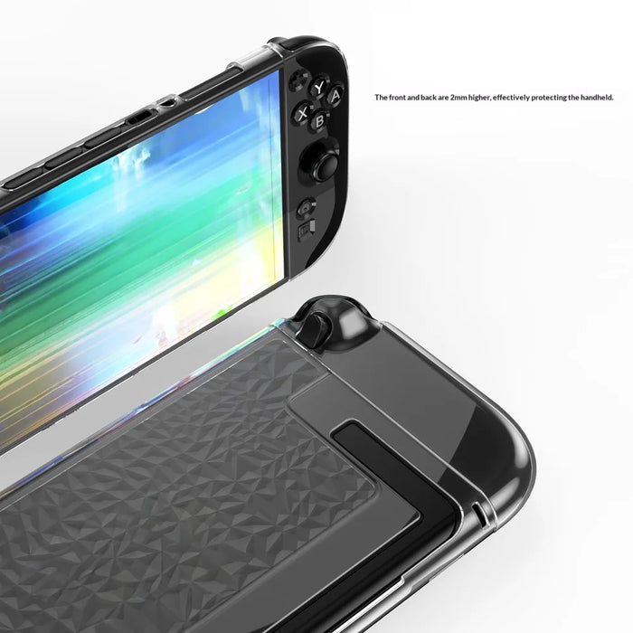 For Nintendo Switch 2 Protective Cover Diamond Pattern Crystal Clear TPU + PC 3 in 1 Split Case - Transparent - 5