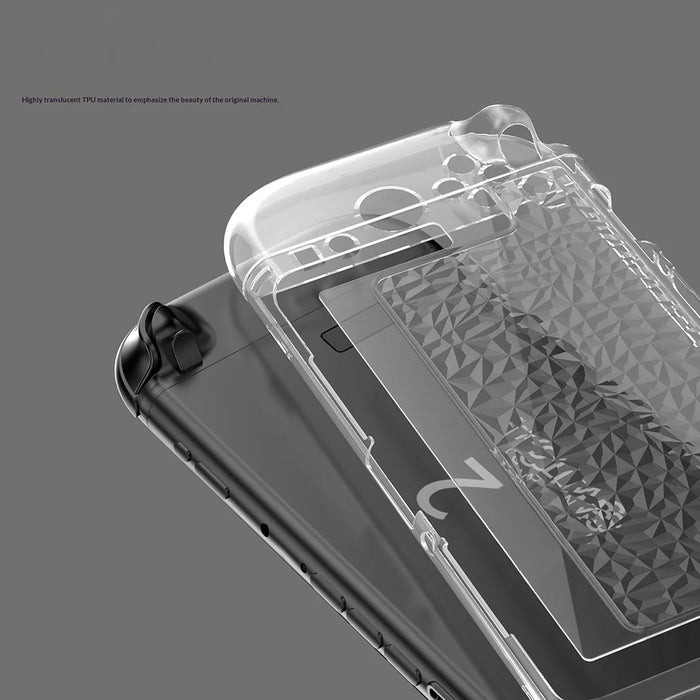For Nintendo Switch 2 Protective Cover Diamond Pattern Crystal Clear TPU + PC 3 in 1 Split Case - Transparent - 7