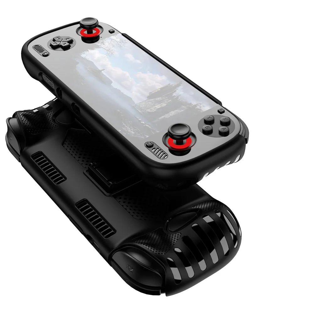 For AYN Odin 3 Shockproof Protective Case Handheld Gaming Console PC + TPU Cover with Stand - Black - 1