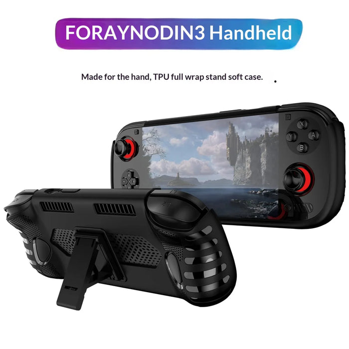 For AYN Odin 3 Shockproof Protective Case Handheld Gaming Console PC + TPU Cover with Stand - Black - 2