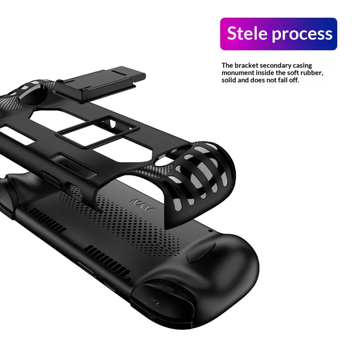 For AYN Odin 3 Shockproof Protective Case Handheld Gaming Console PC + TPU Cover with Stand - Black - 6