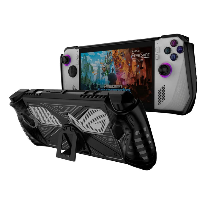 For Asus ROG Ally (2023) Handheld Gaming Console Protective Case Soft TPU Cover with Stand - Black - 1