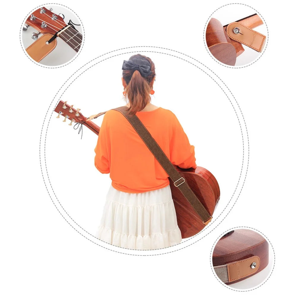GS-12 Adjustable Ukulele Strap Anti Pull Retro Portable Guitar Shoulder Belt Musical Instrument Accessories - Beige - 3
