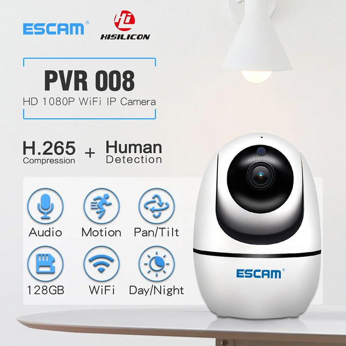 ESCAM PVR008 HD Safety H.265 1080P Pan/Tilt WiFi IR IP Camera Support ONVIF Two Way Talk Night Vision - EU Plug - 7