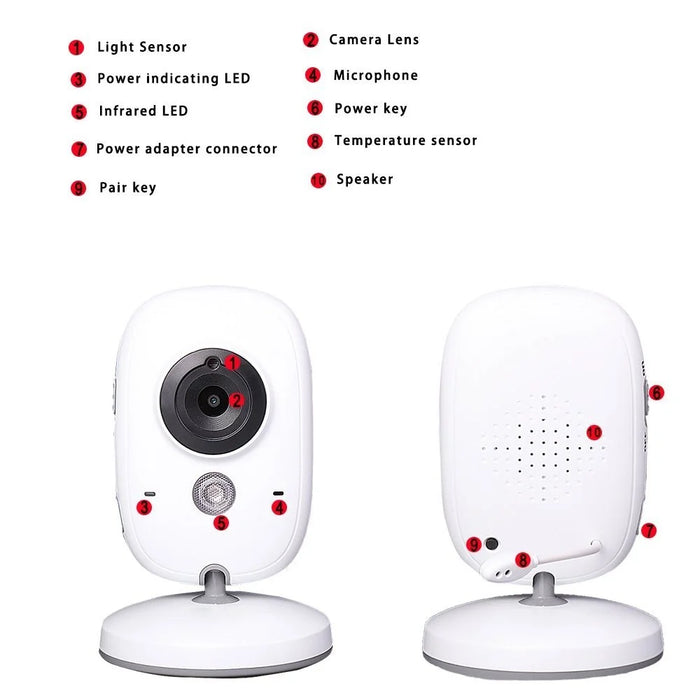 VB603 3.2-inch LCD Screen Wireless Digital Video Baby Monitor Night Vision Two-Way Talk Security Camera with Lullabies - EU Plug - 4