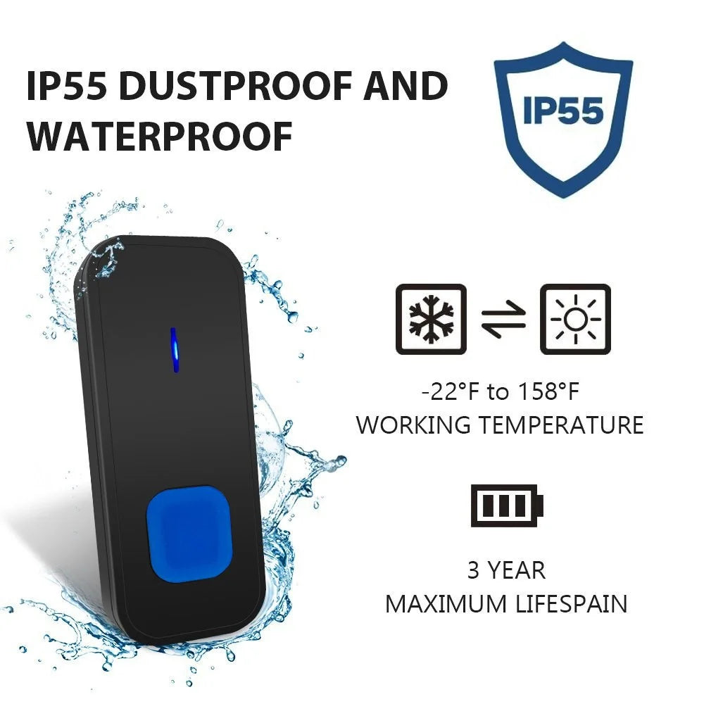 N15K-B IP55 Waterproof Wireless Doorbell Kit Transmitter + Receivers Doll Bell with 55 Chimes 5 Level Volume 300m Range for Home - EU Plug - 2
