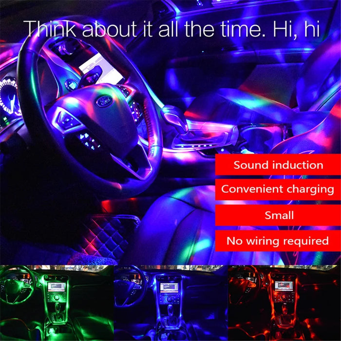 Mini Car DJ Light Voice Control LED Atmosphere Lamp USB Powered LED Decorative Light - Closed Light - 3