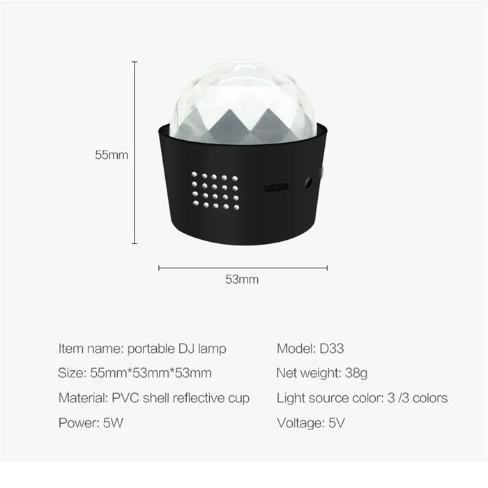 Mini Car DJ Light Voice Control LED Atmosphere Lamp USB Powered LED Decorative Light - Closed Light - 6